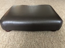 Footstool / Pouffe / Small Stool / Dark Brown / Walnut / Real Italian Leather