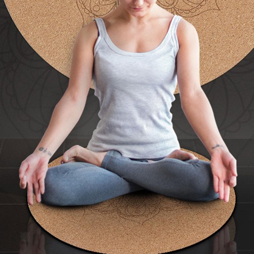 Yoga mat round - thick, natural
