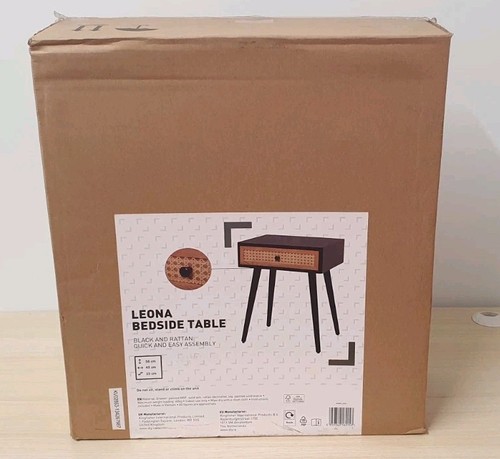 Black rattan effect bedside - black,