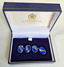 Vintage Silver & Lapis Lazuli Chain Cufflinks – Boxed by Toye, Kenning & Spencer