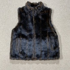 Worthington Faux Fur Gilet Womens Small 10 Oversized Brown Fake Mink Vest Y2K