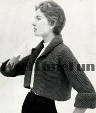 Knitting Pattern Vintage 1950s Ladies Short Jacket/Cardigan. Easy/Quick Make  