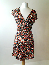 Floral Short Dress Wrap Front Keyhole Back Short Sleeves Multicoloured by Look