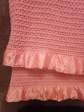 LARGE Vintage Pink WITNEY Cellular Wool Blanket. 113 Long x 84 Wide. CLEANED.