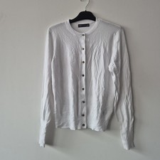 Ladies Cardigan Size 12 Marks And Spencer White Thin Knit Casual Day 