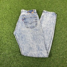 Vintage Levis 501 Jeans 29 x 32 USA Made 90s Acid Wash Straight Blue Red Tab
