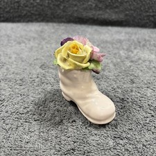 Radnor England Bone China Flower Boot Vintage 3D Flowers 3.5"H 3.25"L