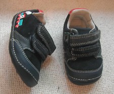 Boys Clarks Navy blue Cruiser shoes Train on side adjust straps UK 2 G EU 17.5 W