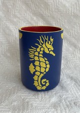 Seahorse Storage Pot Hand-Painted Primary Colours Wooden Pens / Utensils Holder