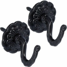 2x Rosette Metal Curtain Tie Back Hooks Drape Hold Back Wall Hooks