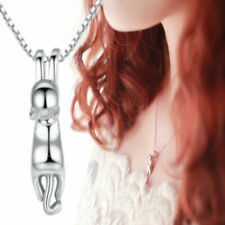 Exquisite Sterling Silver Platinum Plated Mirror Polishing Cat Pendant Necklaces