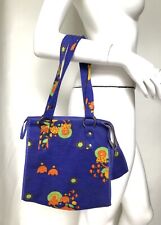 Vintage 1970s Bag Cobalt Blue Floral Fabric Psychedelic Pop Art Props Film TV