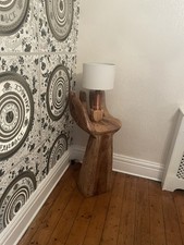 Handcrafted Wooden Hand Chair: Functional Art, Sculptural Accent Seat