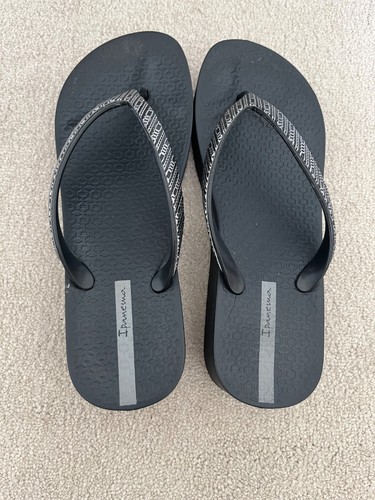 Ipanema black flip flops uk6 - flip,