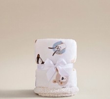 NEW NATURAL ANIMAL FOX BEAR SHERPA THROW FLEECE BLANKET COSY WARM SOFA BED THROW