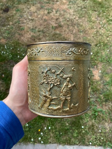 Antique chinese brass repousse - chinese,