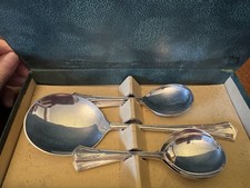 Vintage 7 Piece EPNS Silver Plated Fruit Desert Spoons with Serving Spoon Boxed