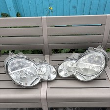 Mercedes Benz C Class Coupe W 203 Halogen Headlights PAIR 2001-2007 Used V/G /3
