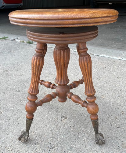 Antique swivel piano stool - swivel,