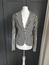 Ralph Lauren black and white bold striped cricket style blazer US2 UK6 8