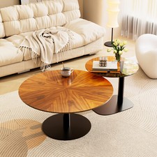 Large round wood coffee table - large,