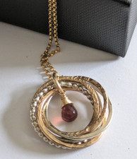 925 sterling silver and gold gilt real garnet necklace