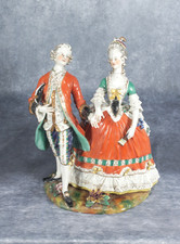 Impressive Fine Naples Volkstedt? Porcelain Figural Group Pair Gentleman & Lady