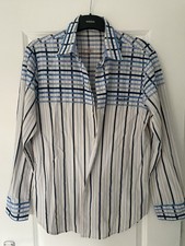 Vintage Etienne Ozeki Shirt Men Long Sleeved Blue White Size L