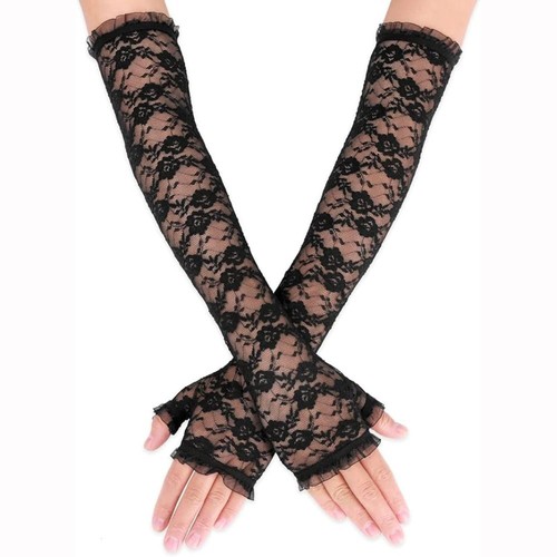 Cuff design lace gloves - lace, long