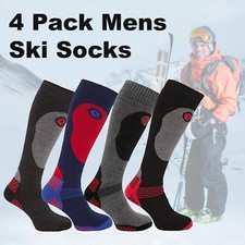 4 Pack Mens Performance Ski Sock Long Thermal Winter Designer Snowboard Socks 