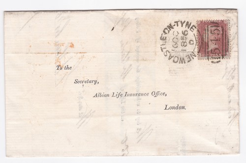 1856 penny red stamp on - 1d,