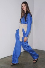 ZARA STRIPED PAJAMA PANTS Blue