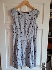 EMILY AND FIN Grey Butterfly Fit Flare Dress Size L Pockets
