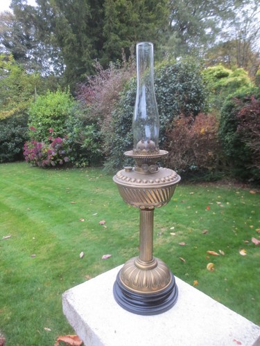 Antique brass duplex oil lamp - duplex,