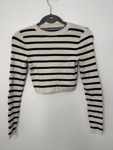 Zara cream black striped knit - striped,