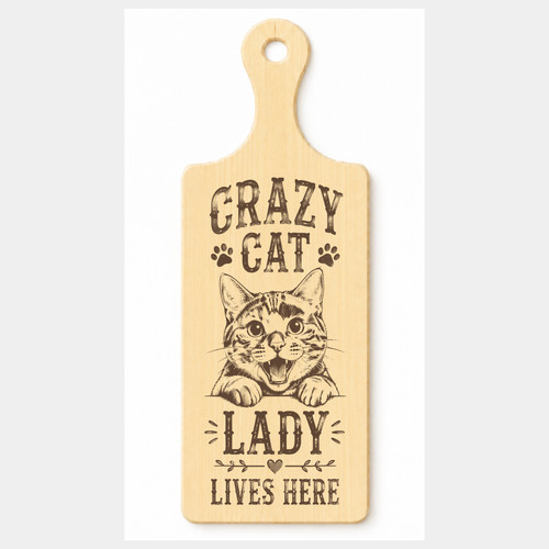Crazy cat lady wooden - cat, paddle