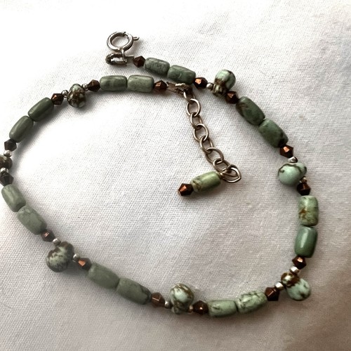 Sterling silver anklet green - anklet,