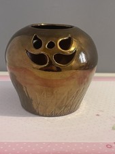 Vintage Bronze Lustre Creigiau Studio Pottery Vase Candle Holder Pot Pourri