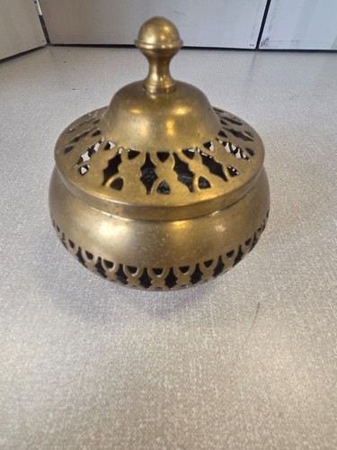 Vintage brass potpourri bowl - vintage,