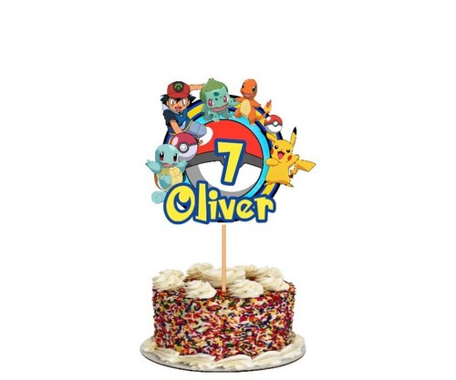 Pokemon personalised cake - pokemon,