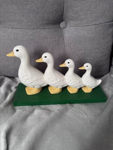 Vintage white ceramic geese - ceramic,