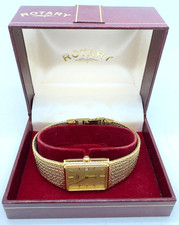 Vintage Rotary Swiss Made Quartz Gold Plated Watch, Box, New Battery Immaculate