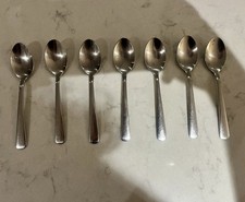 Set of 7 Vintage Mid Century Oneida Korea Stainless Steel Teaspoons Cutlery