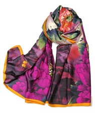 Silk Feel Long Floral Satin