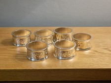 Six EP On Zinc Vintage Napkin Rings. Manufactured By Mayell England.