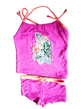 M&s Girls Pink Jungle Print Swimming Set Of 2 New