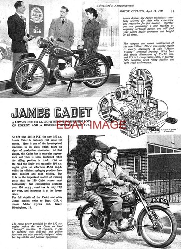 1955 advert for james cadet - advert, 'cadet'