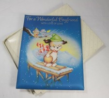 Kitsch Vintage Hallmark Elegance in Satin Christmas Card - Boyfriend Blue