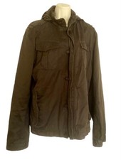 Cool Ted Baker Military Style Washed Coat Jacket Size 6 Hooded Khaki