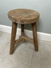 Elm Natural Rustic Reclaimed Authentic Stool Bedside Table Side Lamp Table